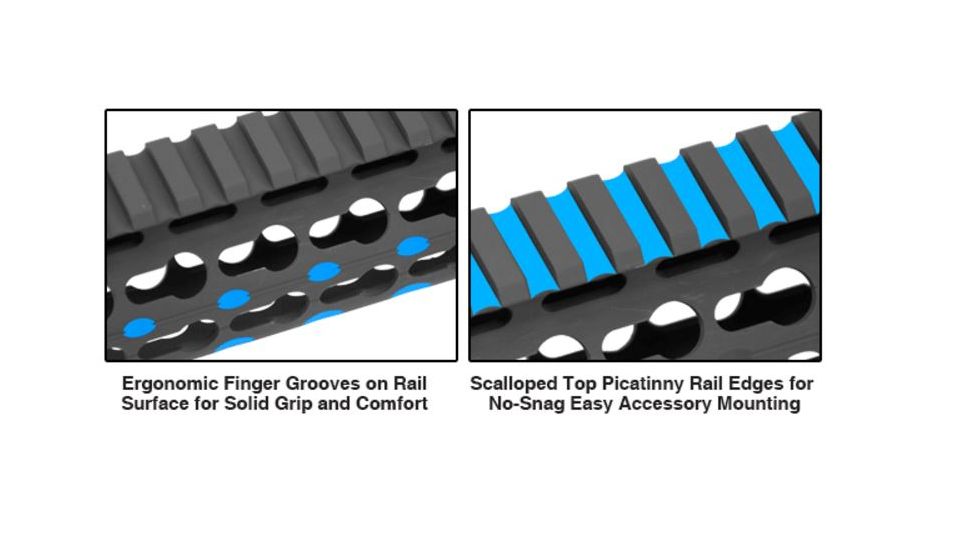 UTG Pro Keymod Compat. M and P10 15 in Super Slim Free Float Rail Handguard, Black MTU026SSKC