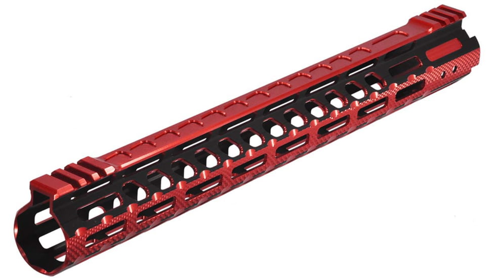 UTG Pro M-LOK AR15 15in Ultra Slim Rail, Black / Red 2-Tone, MTU019SSM3R2