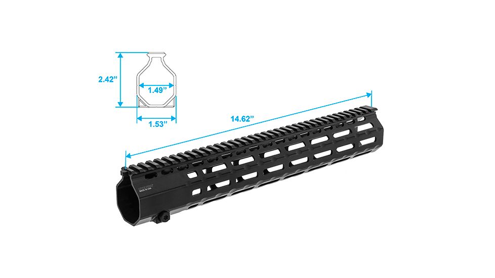 EDEMO UTG Pro M-LOK MR556 15in Super Slim Free Float Handguard, Black, MTU039SSM, EDEMO2