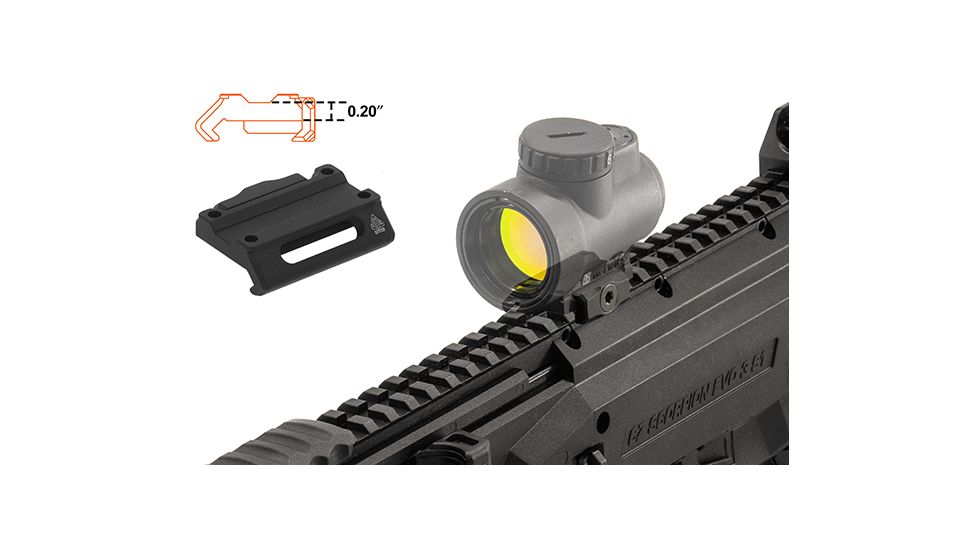 Leapers UTG Pro Super Slim MRO Mount, Low Profile 0.20 in, Matte Black Anodize, Black, MT-MROXS