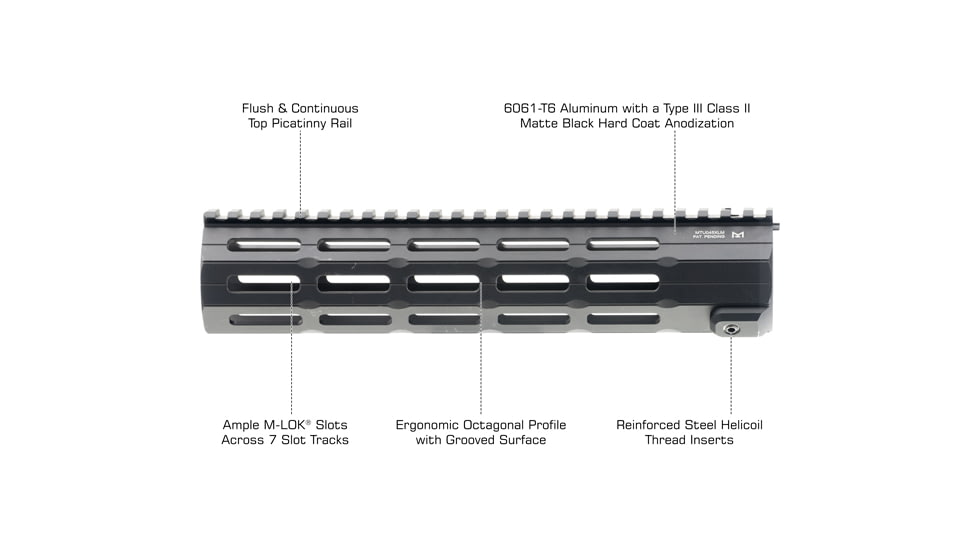 UTG Pro UTG Pro Super Slim SD M-LOK Free Float handguard, 10 in, Black, MTU045XLM