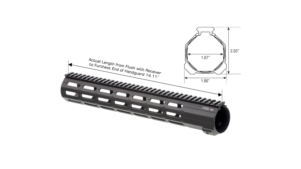 UTG Pro UTG Pro Super Slim SD M-LOK Free Float handguard, 14 in, Black, MTU046XLM