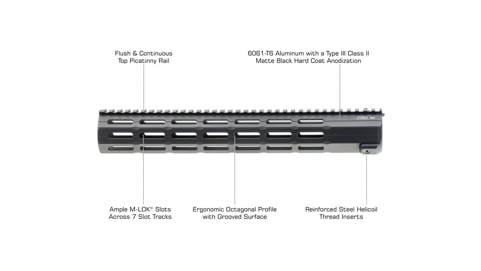 UTG Pro UTG Pro Super Slim SD M-LOK Free Float handguard, 14 in, Black, MTU046XLM