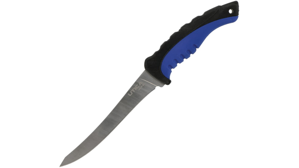Utica Classic Slayer I Fillet Knife, 6 satin finish 440C stainless fillet blade, Black and blue rubberized polypropylene handle, 11-701CP