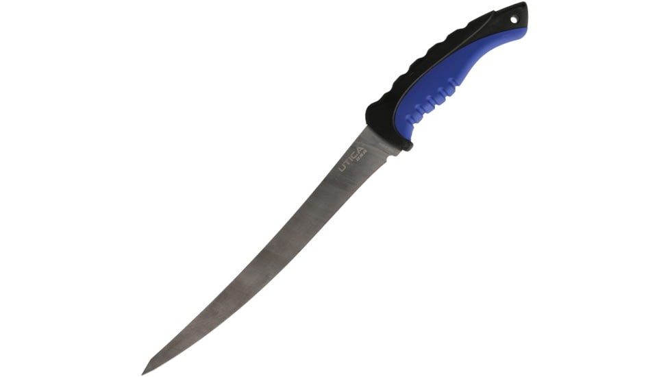 Utica Classic Slayer III Fillet Knife, 9 satin finish 440C stainless fillet blade, Black and blue rubberized polypropylene handle, 11-703CP