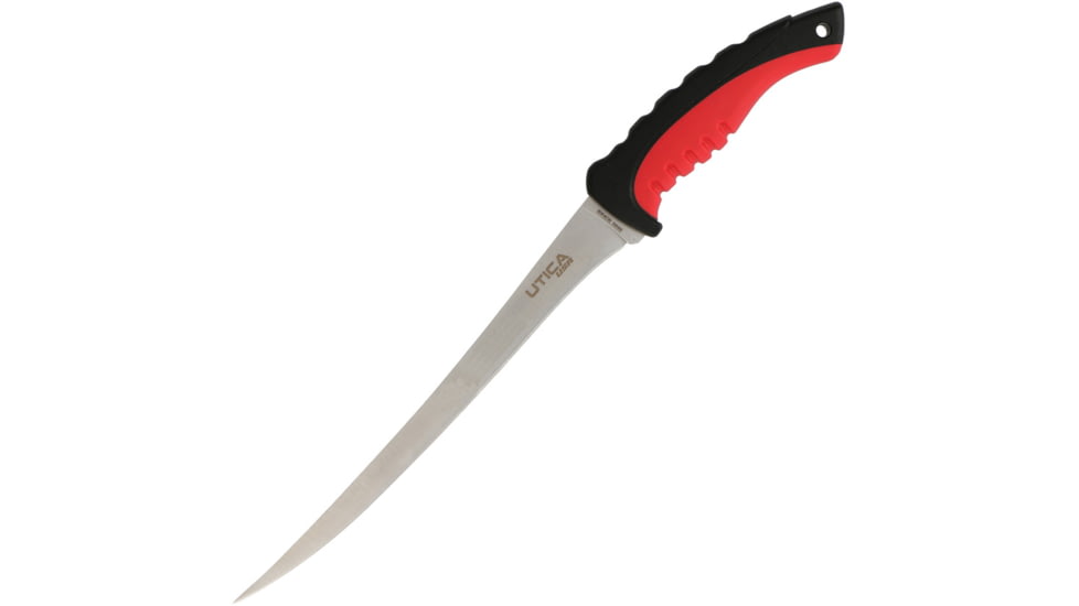 Utica Lake Slayer III Fillet Knife, 9 satin finish 440 stainless fillet blade, Black and red polymer handle, 91-7073CP