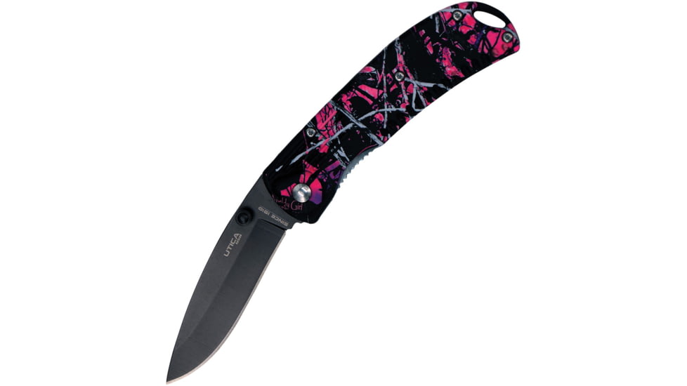Utica Muddy Girl Code Linerlock A/O Folding Knife, 3 black finish high carbon stainless blade, Synthetic handle, 91-M206CP