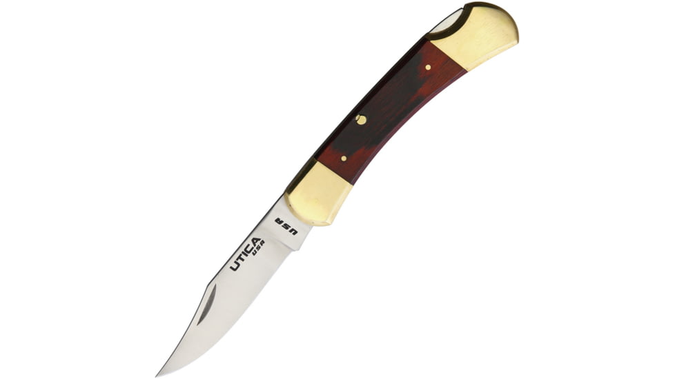 Utica Original II Lockback Folding Knife, Brown, Brown wood handle, 11-17101CP