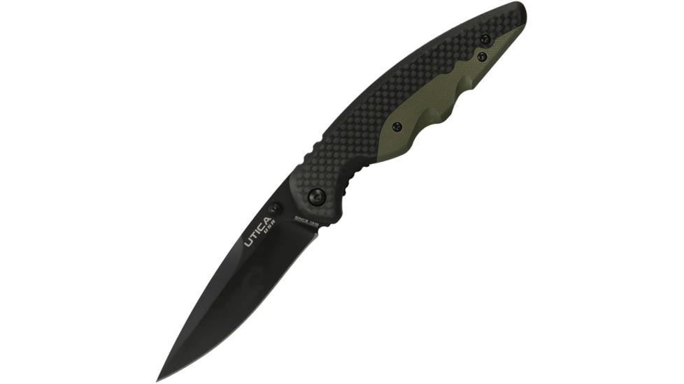 Utica Smoky Canyon V Linerlock Folding Knife, OD green, OD green G10 handle with carbon fiber inlay, 91-1603CP