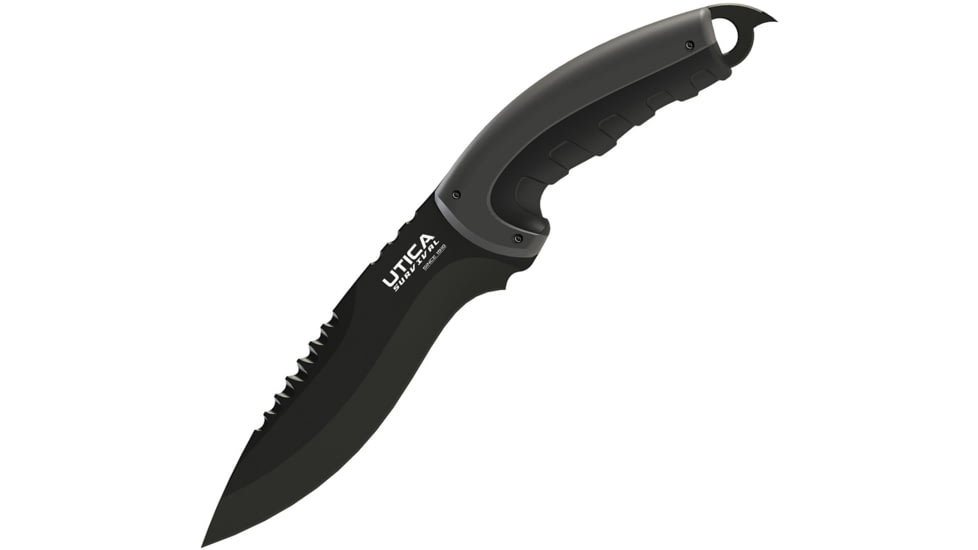 Utica Timber Tamer III Fixed Blade Knife, 6 black oxide coated 8Cr13MoV stainless blade, Black and green polymer handle, 91-1307CP