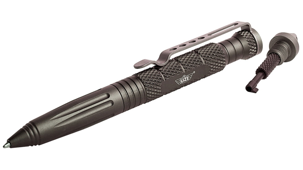 Uzi Accessories Tactical Pen Gun Metal Aluminum 6&quot; Features Glass Breaker/Cuff Key, UZITACPEN6GM