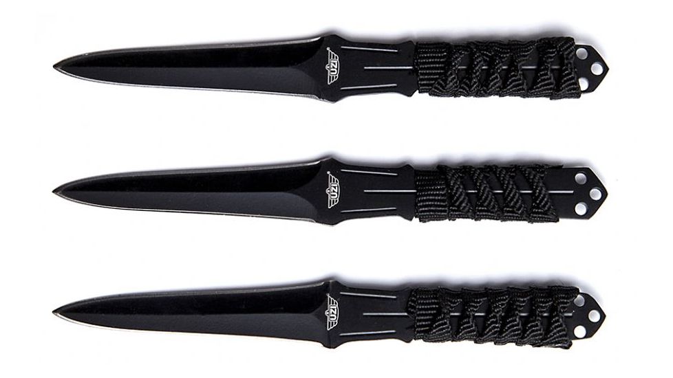 UZI Stainless Steel Throwing Knife, Set of 3, Black and Silver UZK-TRW-003