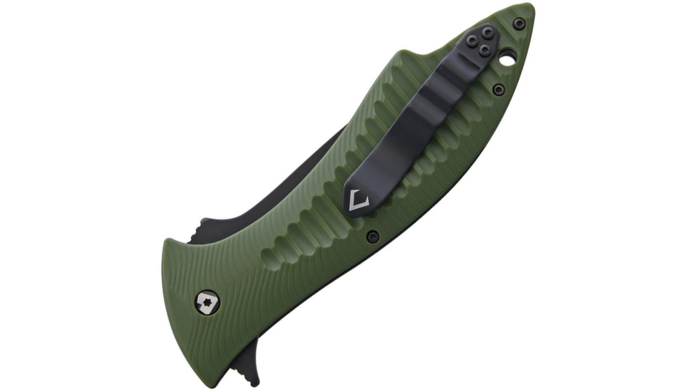 V NIVES Deplorable Linerlock Folding Knife, 5.5in Closed, 4in Black Aus-8 SS Blade, OD Green Frn Handle, Pocket Clip, Storage Case., V15FRNPBGR
