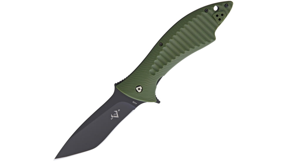 V NIVES Deplorable Linerlock Folding Knife, 5.5in Closed, 4in Black Aus-8 SS Blade, OD Green Frn Handle, Pocket Clip, Storage Case., V15FRNPBGR