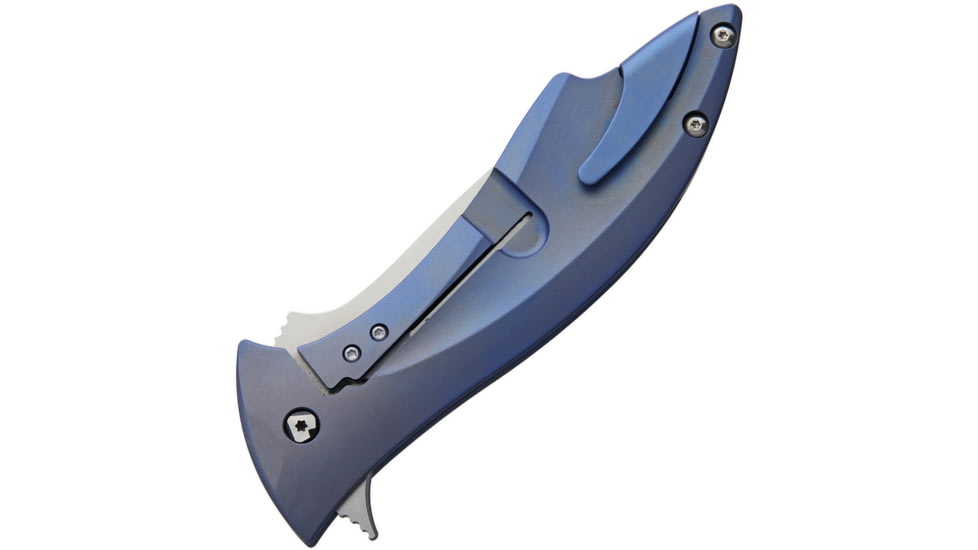 V NIVES Deplorable Linerlock Folding Knife, 5.5in Closed, 4in Satin S35Vn SS Blade, Blue Satin Titanium Handle, Pocket Clip, Storage Case., V15TIPBL