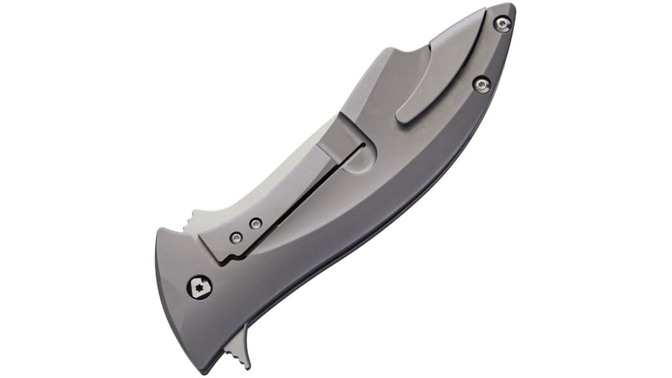 V NIVES Deplorable Linerlock Folding Knife, 5.5in Closed, 4in Satin S35Vn SS Blade, Gray Satin Titanium Handle, Pocket Clip, Designed By Jerry Hossom, Storage Case., V15TIP