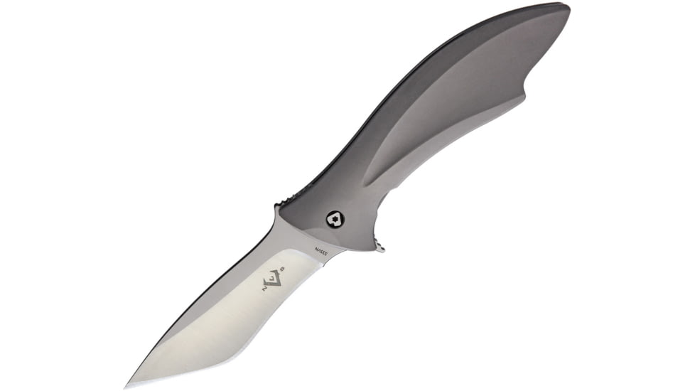 V NIVES Deplorable Linerlock Folding Knife, 5.5in Closed, 4in Satin S35Vn SS Blade, Gray Satin Titanium Handle, Pocket Clip, Designed By Jerry Hossom, Storage Case., V15TIP