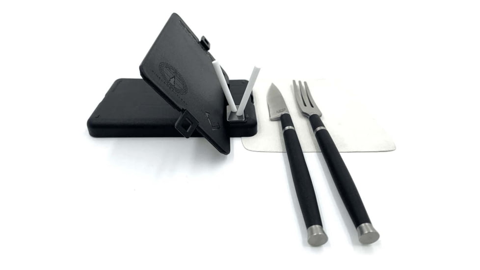V NIVES Pineland CarniVore Dining Set, VG-10 Knife Blade, Black G10 Handles, Injection Molded Case, VPDS28PGBK