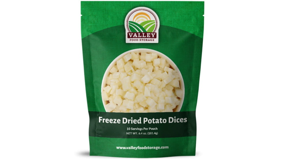 Valley Food Storage Freeze Dried Potato Dices, 6.4 oz, 10 Servings, Natural, 1 Pouch, V204