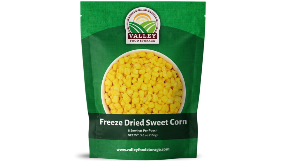 Valley Food Storage Freeze Dried Sweet Corn, 5.6 oz, 8 Servings, Natural, 1 Pouch, V108