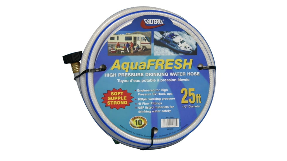 Valterra Aquafresh High Pressure Drinking Water Hose - 1/2in x 25ft, White, W01-5300