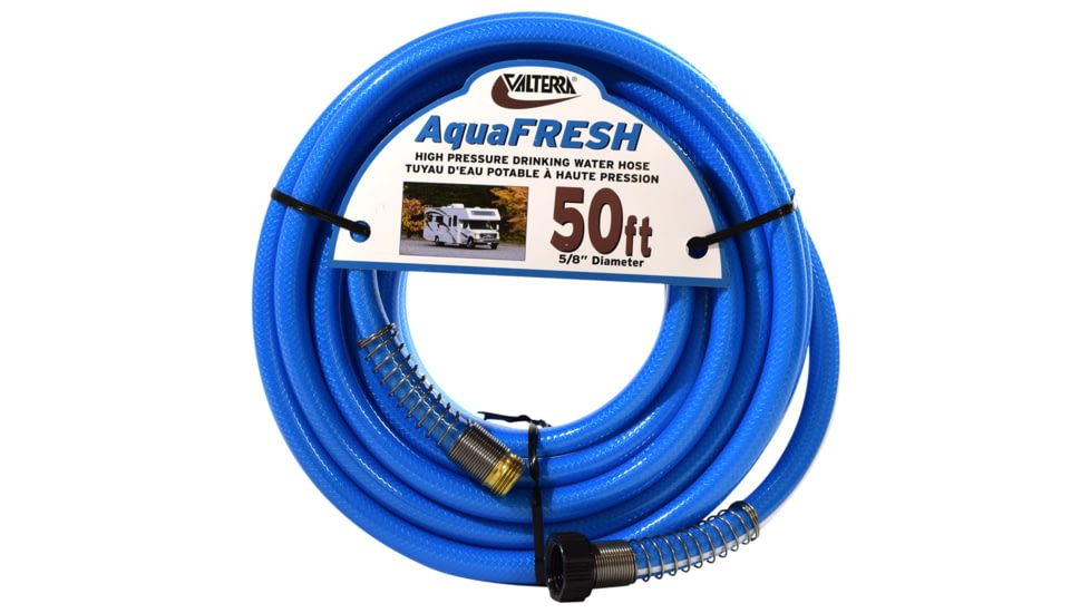 Valterra Aquafresh High Pressure Drinking Water Hose With Hose Savers - 5/8in x 50ft, Blue, 5/8in x 50ft, W01-9600