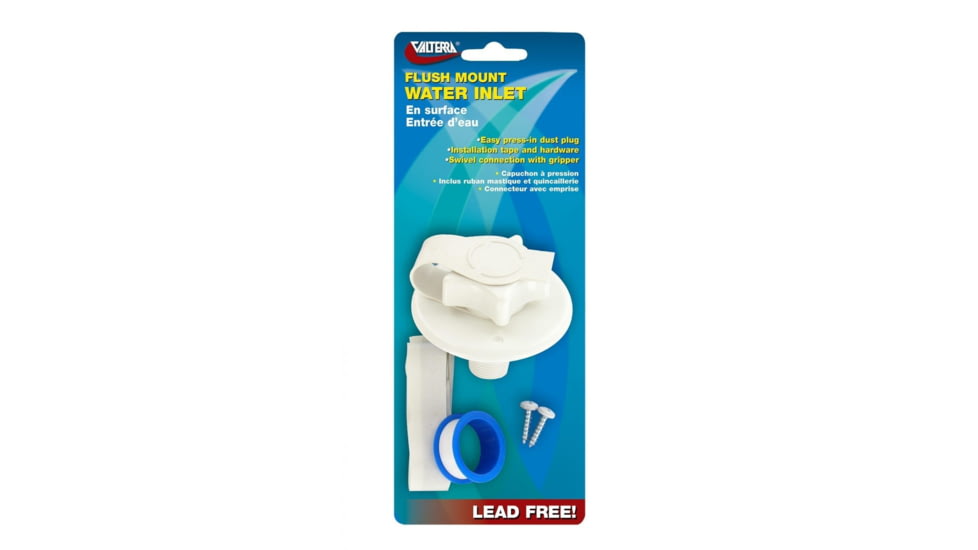Valterra Flush-Mount Water Inlet - MPT, 2-3/4in Flange, White, A01-0168VP
