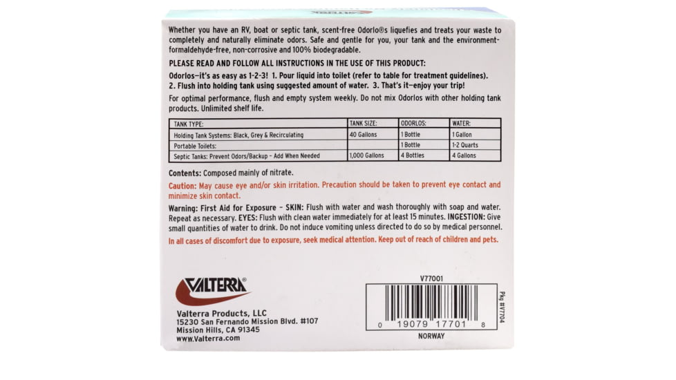Valterra Odorlos Holding Tank Treatment, 4oz, Pack of 9, V77001