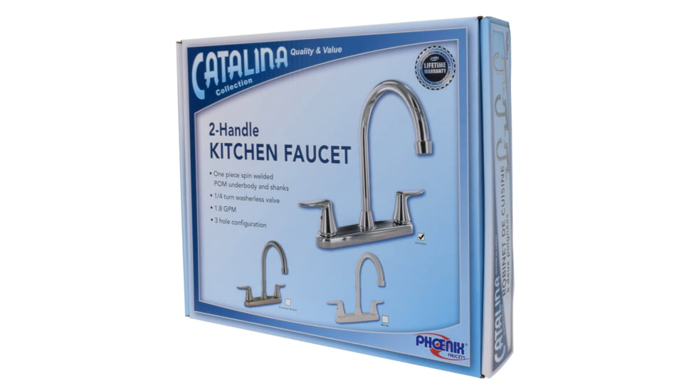 Valterra Pf221305 Faucet 8in Deck Chrome Hi Arc Spout 2 Handle, PF221305
