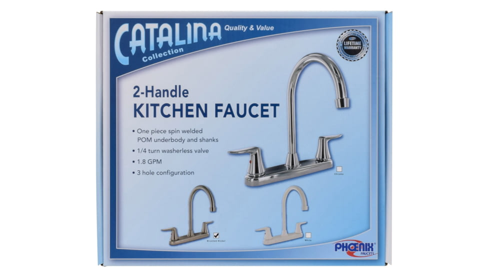 Valterra Pf221403 Faucet 8in Deck Brushed Nickel Hi Arc Spout 2 Handle, PF221403