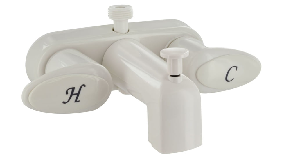 Valterra Pf223261 Faucet 4in Tub w/ Shower D-Spud 2-Lever Handle, White, PF223261