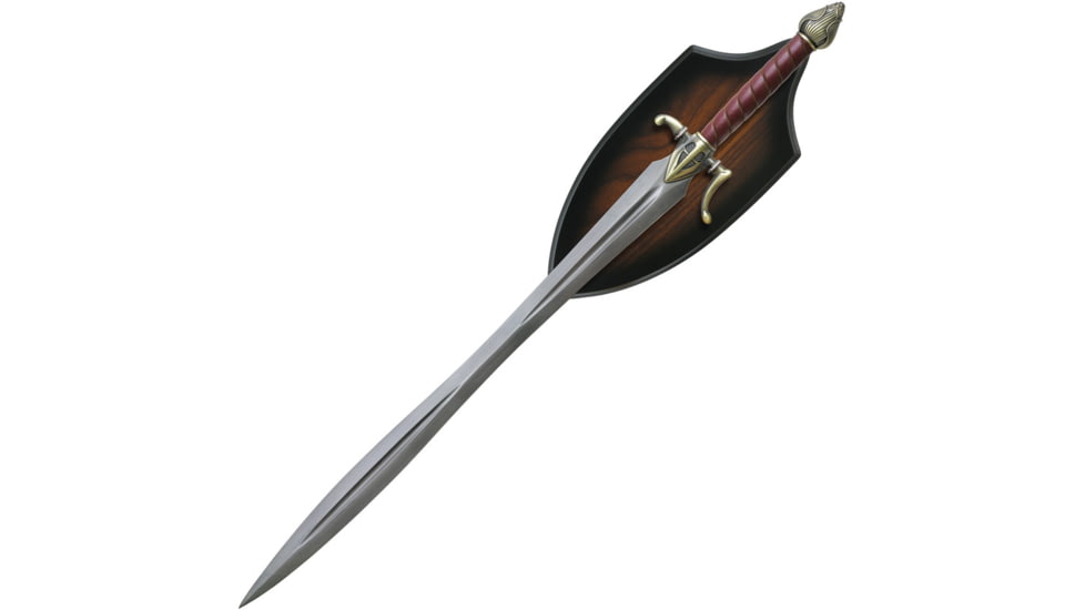Valyrian Steel Caesura Sword of Kvothe, 27.88 blackened finish 1060HC steel blade, Brown leather wrapped handle with twisted wire acc, FCF001