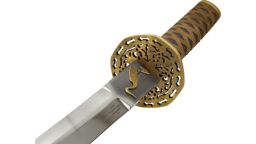 Valyrian Steel Wheel of Time Heron Sword, 39in Overall, 28in False Edge Stainless Steel Blade, Brown Leather Wrapped Handle, WT0001