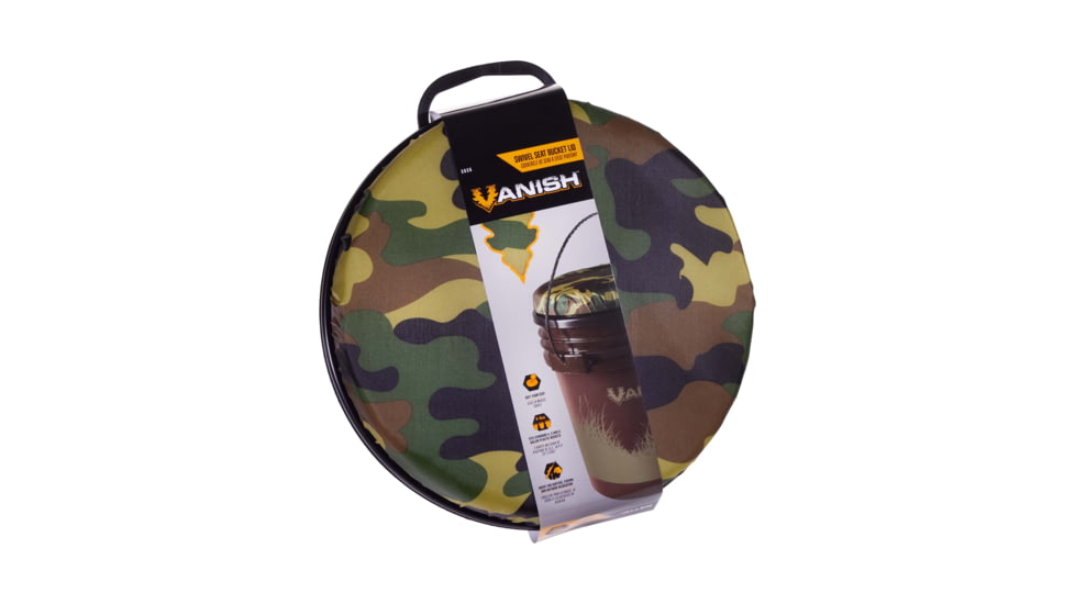 Vanish Camo Swivel Seat Bucket Lid, Black and Camo, One Size, 5856