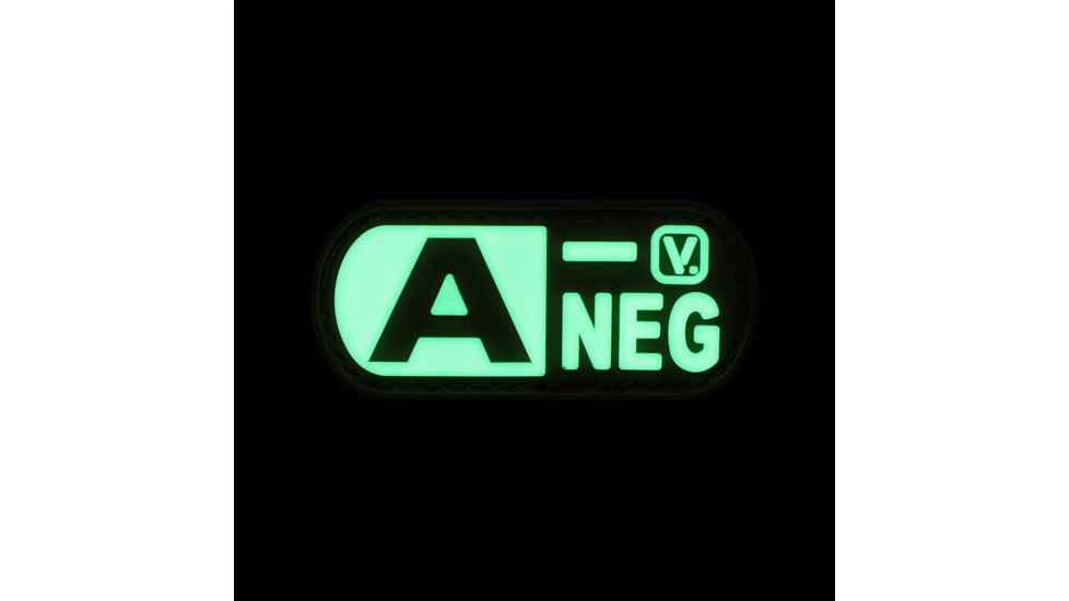 Vanquest Gear Blood Type A- Negative - Glow In The Dark Patch, Wolf Gray, 9ZBLTY-9ANEG-WG-GITD