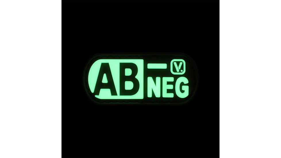 Vanquest Gear Blood Type AB- Negative - Glow In The Dark Patch, Wolf Gray, 9ZBLTY-ABNEG-WG-GITD