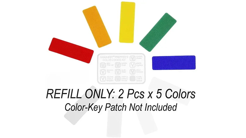 Vanquest Gear Preppers Color-Coding Kit, Refill Pack w/ 2 Peice / 5 Colors, Multiple, 90PCCR10