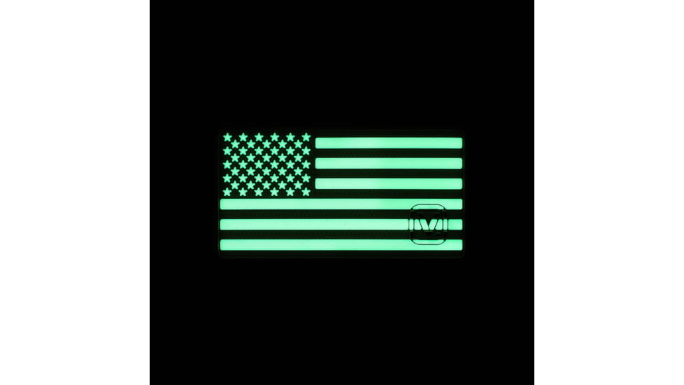 Vanquest Gear US Flag / Left-Star - Glow In The Dark Patch, Black, 9ZUSFGL-275-BK-GITD
