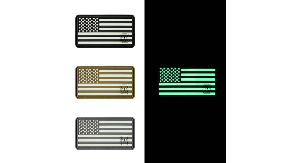 Vanquest Gear US Flag / Left-Star - Glow In The Dark Patch, Black, 9ZUSFGL-275-BK-GITD