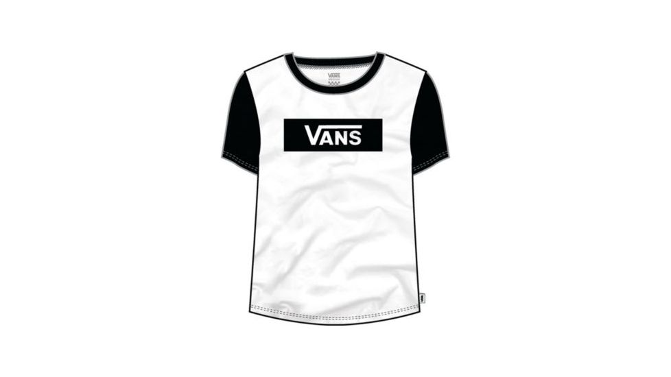 Vans V Tangle Range Ringer T-Shirt - Womens, White-Black, Extra Small, VN0A3ULLYB2-XSmall