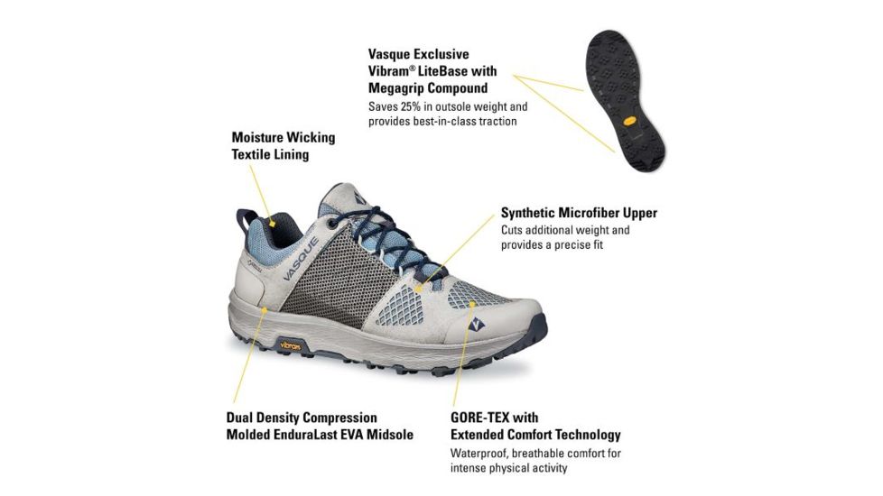 Vasque Breeze LT Low GTX Hiking Shoes - Womens, Lunar Rock/Celestial Blue, 9 US, Medium, 07535M 090