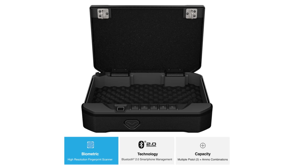 Vaultek Safe Compact Biometric Bluetooth 2.0 Smart Safe, 20 Series, Black, VS20i-BK