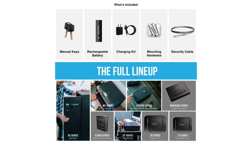 Vaultek Safe Compact Biometric Bluetooth 2.0 Smart Safe, 20 Series, Black, VS20i-BK