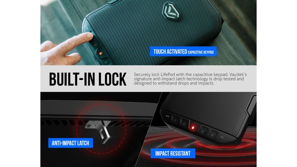 Vaultek Safe LifePod Rugged Airtight Weather Resistant Storage with Built-in Lock, Covert Black VLP1.0-BK