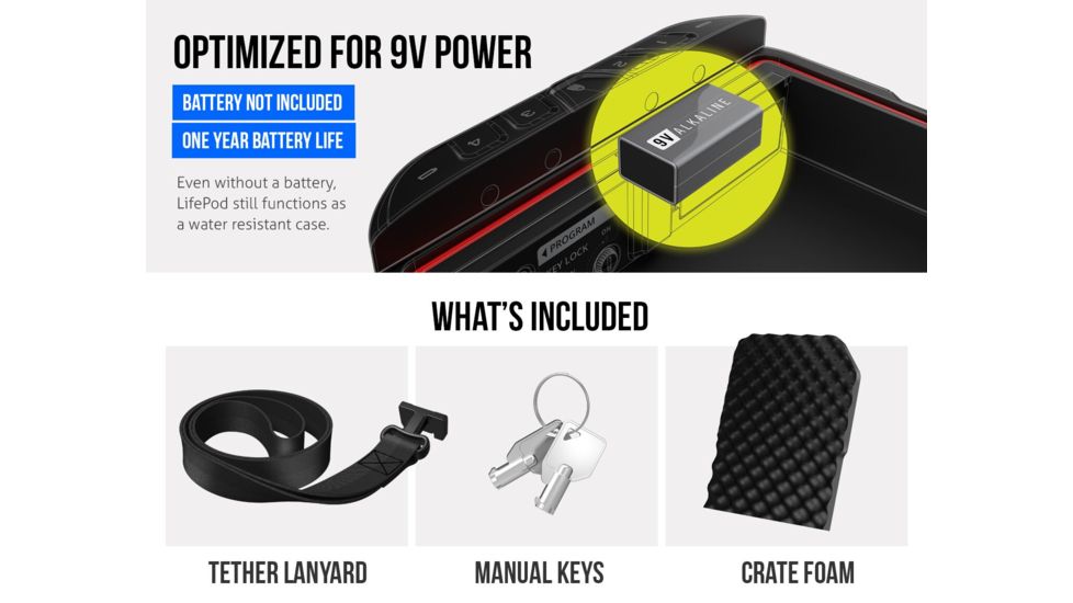 Vaultek Safe LifePod Rugged Airtight Weather Resistant Storage with Built-in Lock, Covert Black VLP1.0-BK