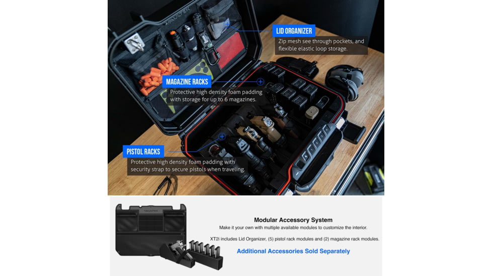 Vaultek Safe LifePod XT Enthusiast Storage w/5 Pistol Racks, 2 Magazine Racks and Interior Lid Organizer, Black, VLP-XT2i-BK