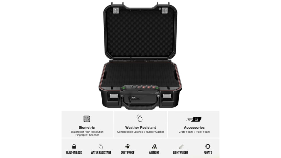 Vaultek Safe LifePod XT Standard-size Safe w/Base Pluck Foam and Protective Lid Crate Foam Panel, Black, VLP-XT1i-BK