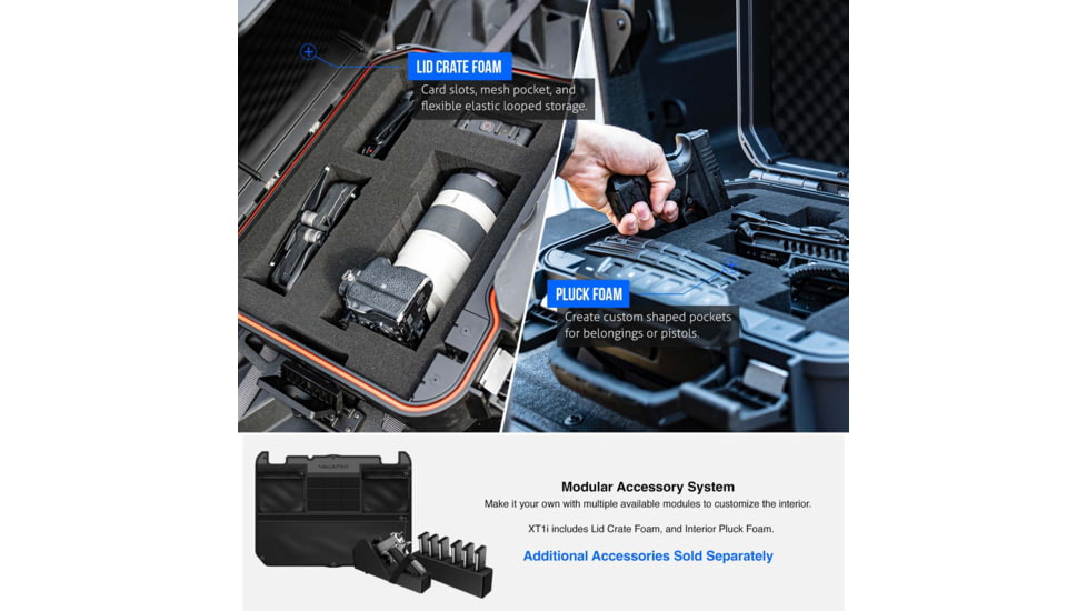 Vaultek Safe LifePod XT Standard-size Safe w/Base Pluck Foam and Protective Lid Crate Foam Panel, Black, VLP-XT1i-BK