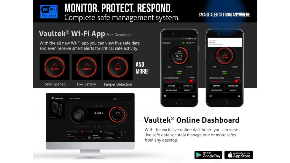 Vaultek Safe NSL20 Slider WiFi Pistol Vault, Covert Black NSL20-BK
