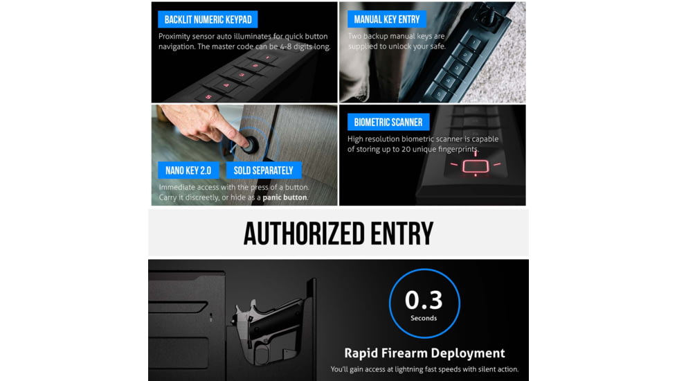 Vaultek Safe SR20i Biometric and Bluetooth 2.0 Slider Safe, Black, SR20i-BK